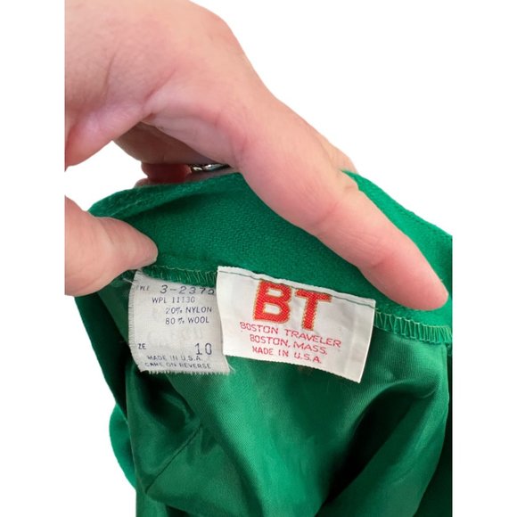 Vintage NWT Boston Traveler Green Wool Pleated Midi Skirt | Size 10 - Picture 4 of 6